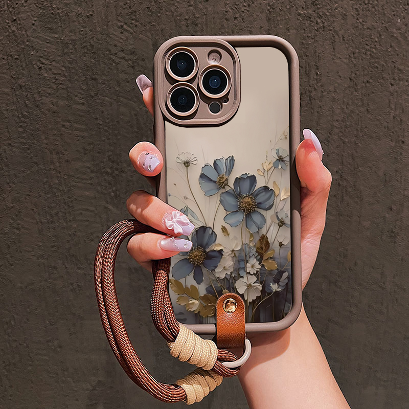 Phone Cases Blue - Blaue Blumen-Lanyard-Schlaufen-Handyhülle für Samsung Galaxy Note