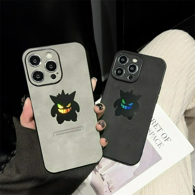 Phone Cases Durable - Cartoon Anime Gengar Leder Textur Laser