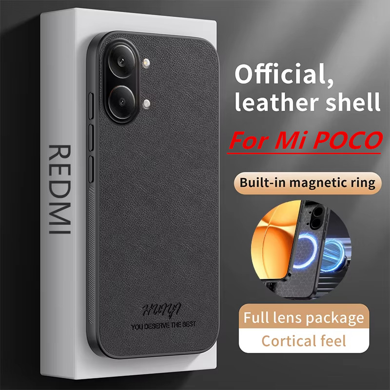 Phone Cases With Magnet - Luxuriöse Eingebaute Magnet-Leder-Handyhülle für Mi POCO