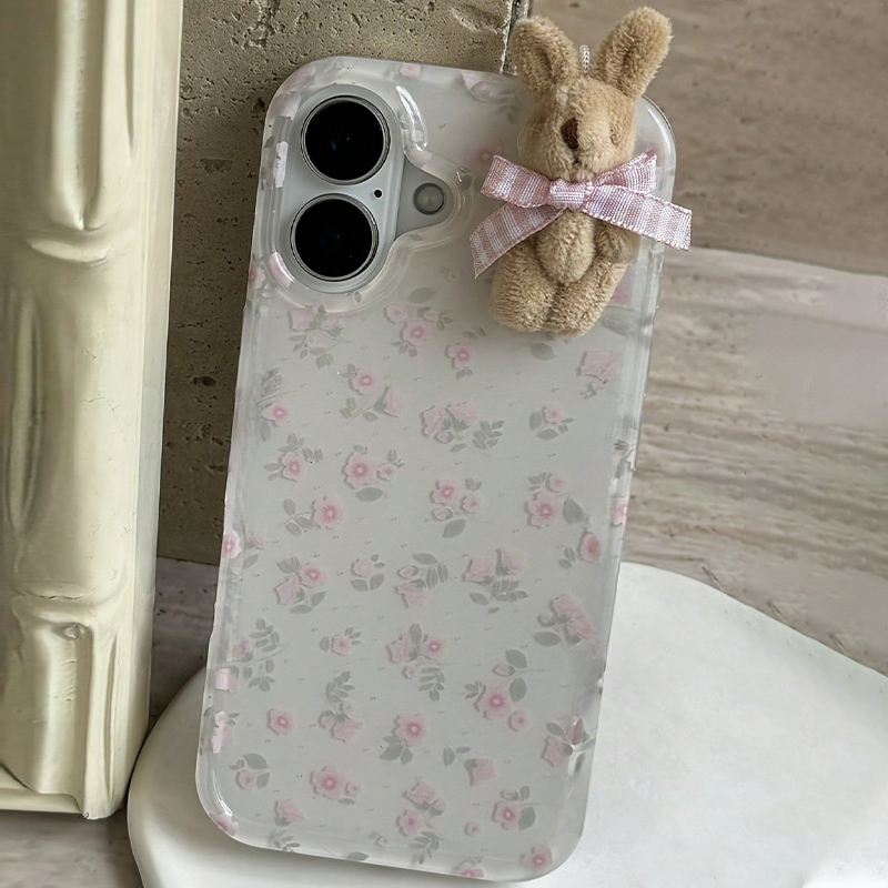 Phone Cases Pinterest - 3D-Gitterschleife, braunes Kaninchen-Blumenmuster, Handyhülle für iPhone