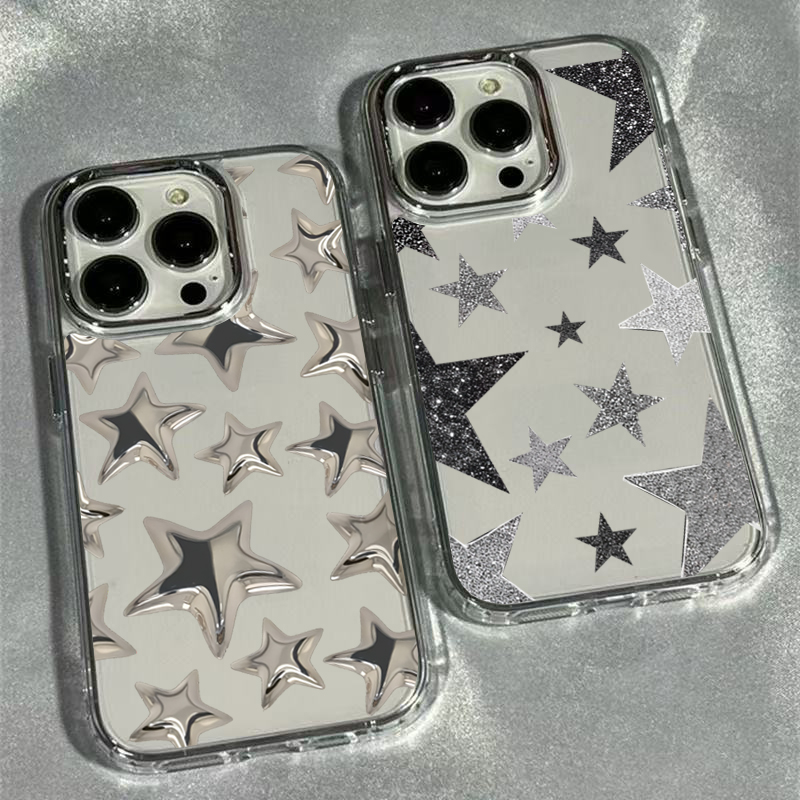 Phone Cases Pinterest - Glänzender Stern Trendiges Muster Transparente Handyhülle
