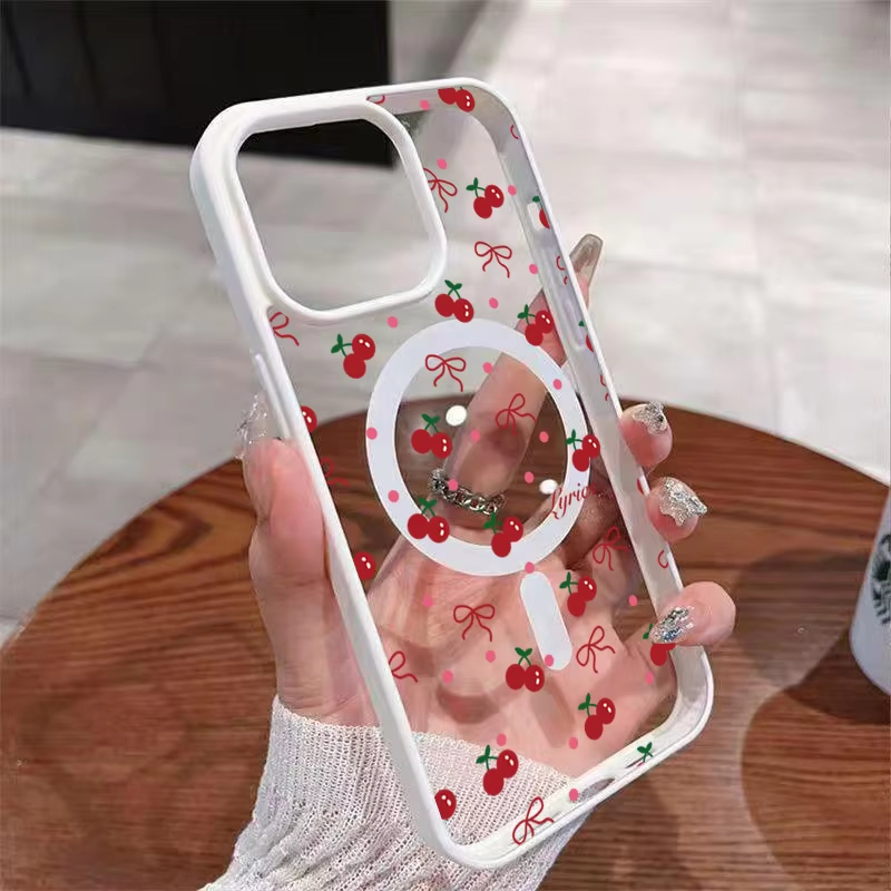 Phone Cases With Magnet - Rote Kirschen Bedruckte Magnetische Handyhülle für
