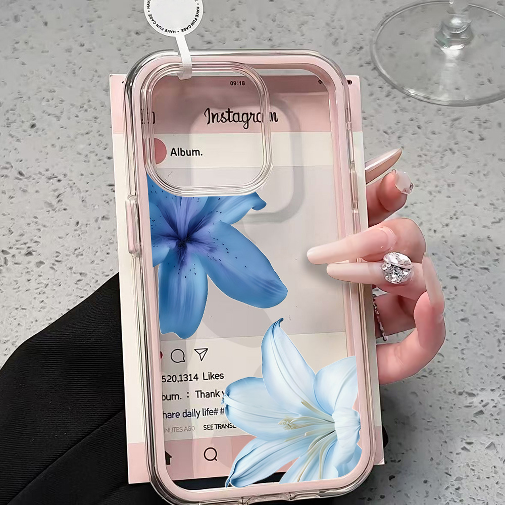 Phone Cases Blue - Blaue Lilien-Blumen Transparente Handyhülle für iPhone