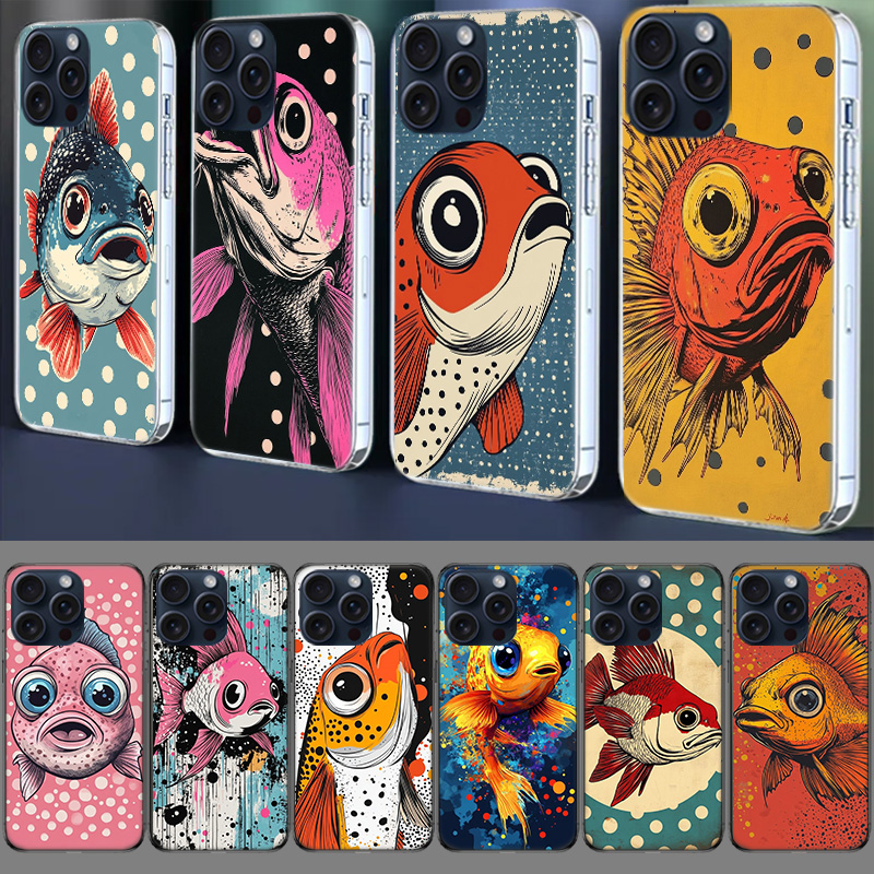 Phone Cases Drawing Ideas - Pop-Art-Zeichnungsideen Fisch Transparente Handyhülle für iPhone