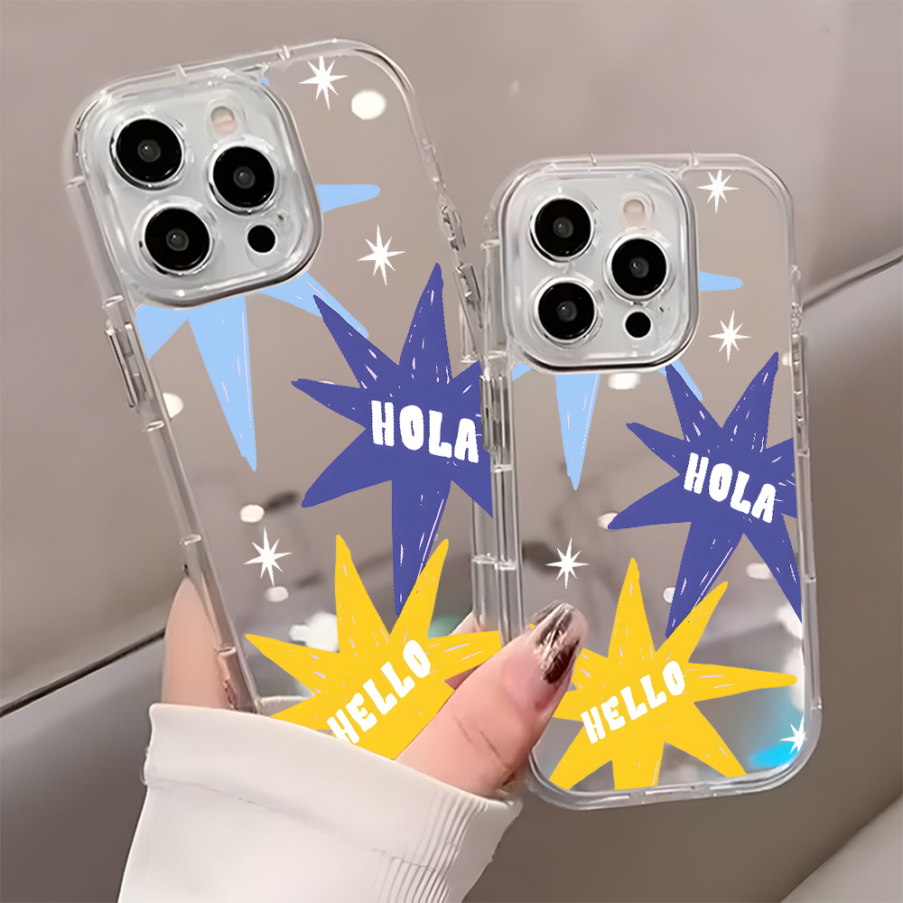 Phone Cases Yellow - Doodle Gelb Blau Stern Hello Handyhülle