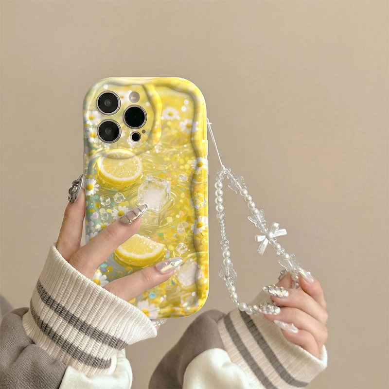 Phone Cases Yellow - Gelbe Zitronenblüten-Eis-Muster Handyhülle für Samsung A56