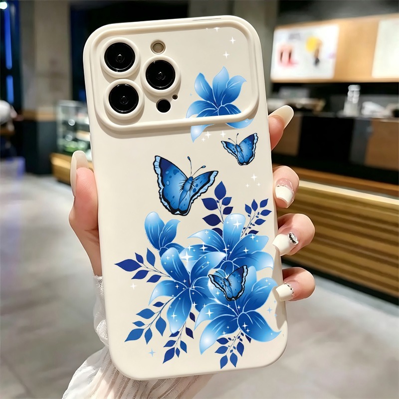 Phone Cases Blue - Blaue Schmetterling-Blumenmuster Handyhülle für iPhone 17