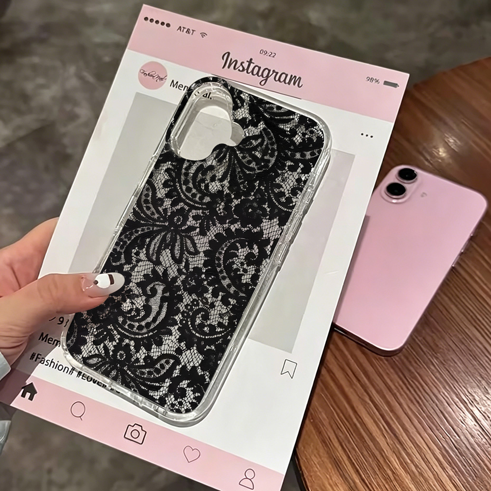 Glitter Shockproof Case - Spitzenblumen INS Transparente Handyhülle für iPhone