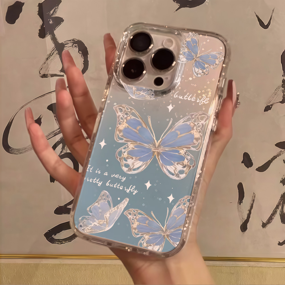 Luxuriöse Blaue Schmetterling  – Glitter Shockproof Case Bewertung und Preis