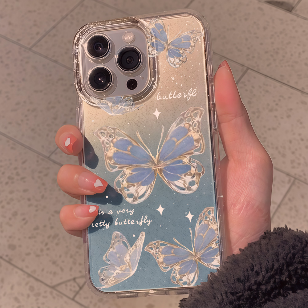 Luxuriöse Blaue Schmetterling  – Glitter Shockproof Case Bewertung und Preis