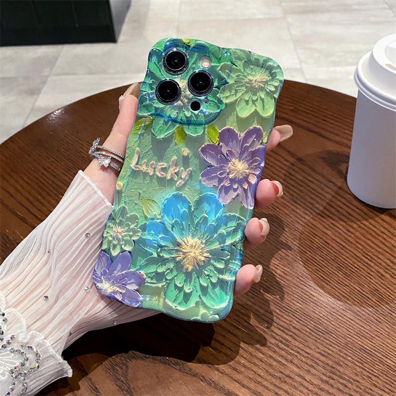Retro-Blaulicht-Ölgemälde-Blum – Phone Cases Blue Bewertung und Preis