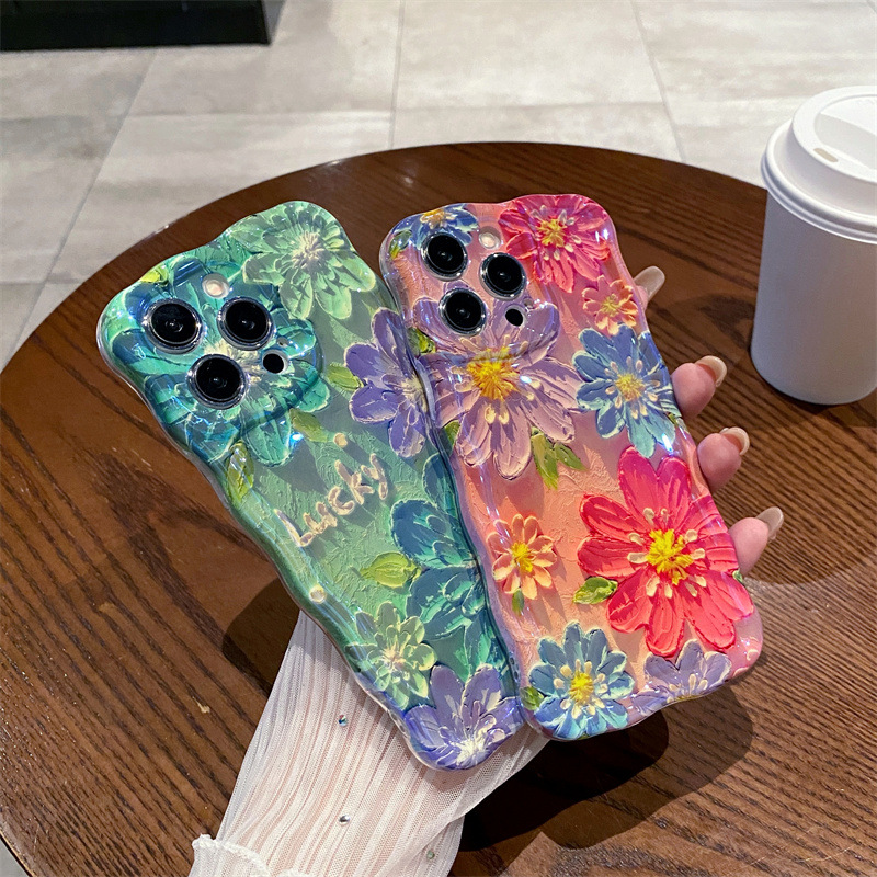 Retro-Blaulicht-Ölgemälde-Blum – Phone Cases Blue Bewertung und Preis