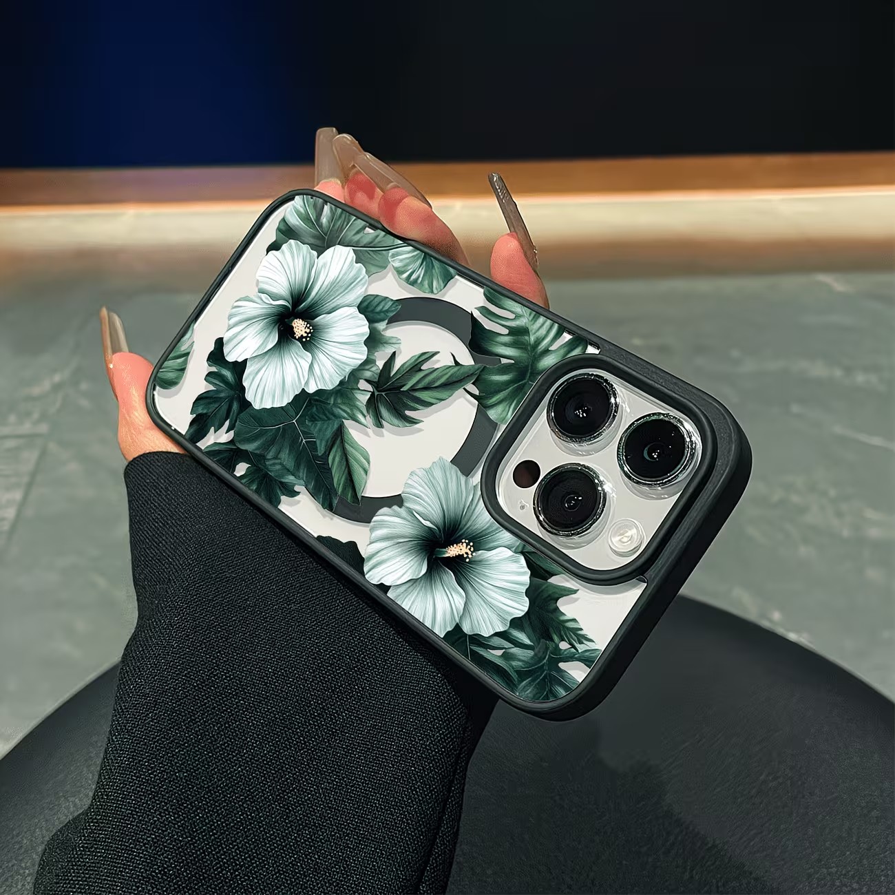 Grüne Blumenmuster Handyhülle  – Phone Cases With Magnet Bewertung und Preis